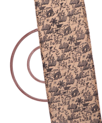 off white colour warli print manipuri silk fabric